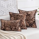 HERAYLI Premium Series, Crushed Velvet Throw Pillow Covers, Luxury Thick Cushion Cases for Home Decor, Dark Brown, 18x18 Inch, Covers Only