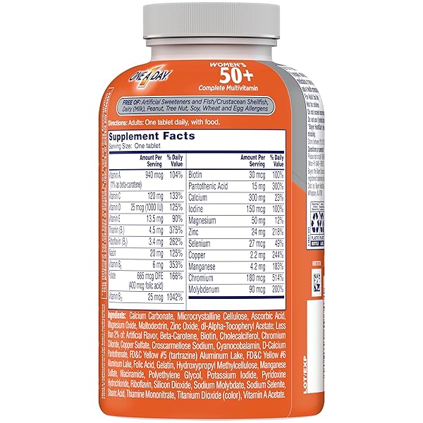 ONE A DAY MULTIVITAMIN FOR WOMEN 50 AND OVER TABLETS, WOMENS MULTIVITAMIN 50 PLUS WITH VITAMINS D, C, E, ZINC & BIOTIN, DAILY VITAMINS FOR WOMAN 50+, 200 CT (PACKAGING MAY VARY)