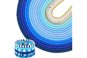 JMUQ 5500pcs 14 Strands Clay Beads for Bracelet Making, 6mm Blue Flat Round Polymer Spacer Heishi Beads for Surfer Bracelet Jewelry Making Kit