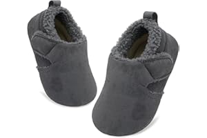 JOINFREE Toddler Slippers Boys Girls Adjustable House Shoes Barefoot Sock Shoes with Rubber Sole Baby Comfort Warm Indoor Outdoor Walking Shoe