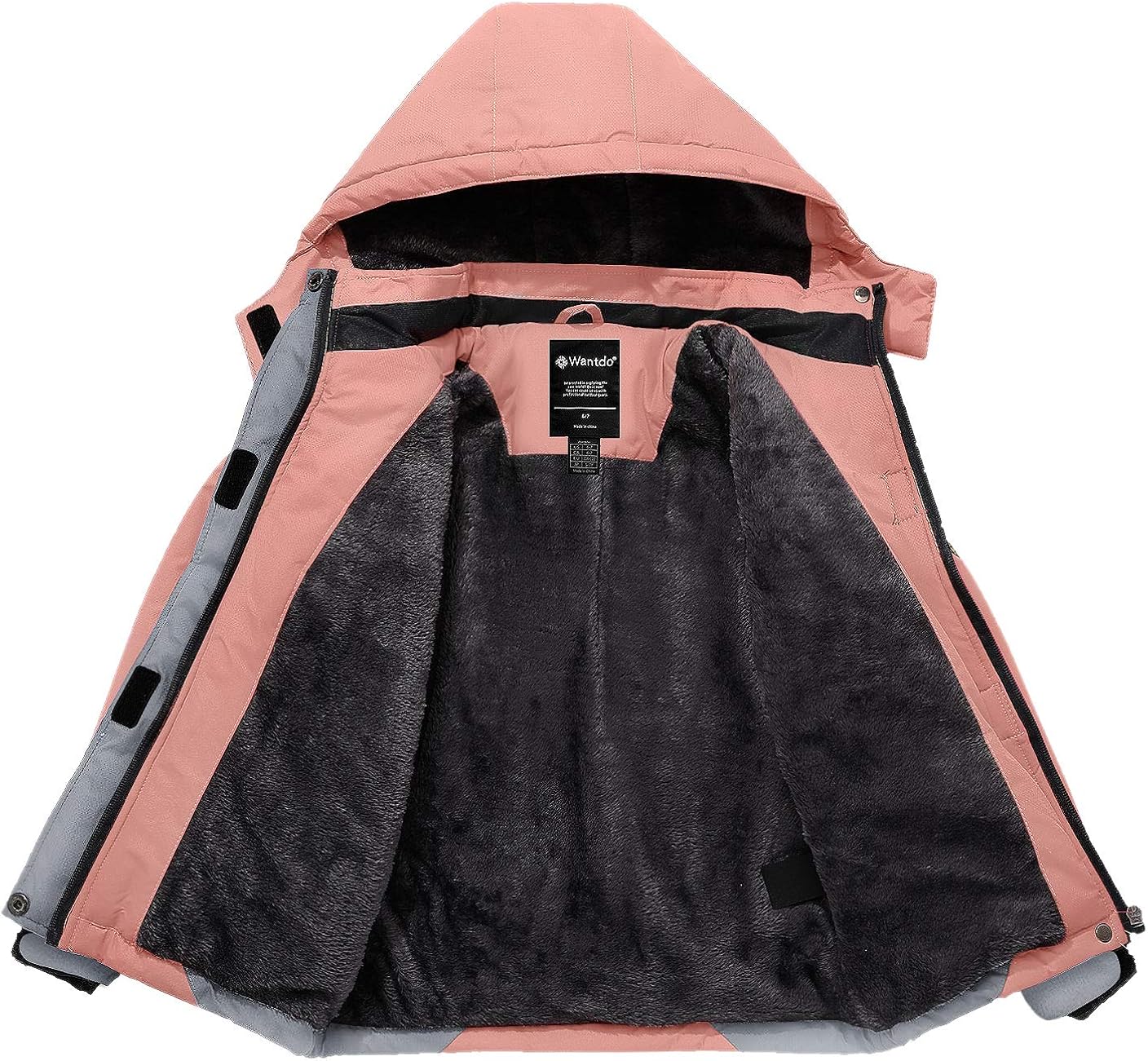 Wantdo Girl's Waterproof Ski Jacket Hooded Fleece Winter Snow Coat Windproof Raincoats Mountain Outwear: Clothing