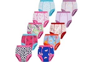 BIG ELEPHANT 10-Pack Baby Potty Training Underwear, Soft 100% Cotton Absorbent Training Pants for Boys & Girls, Ages 12M-10Y