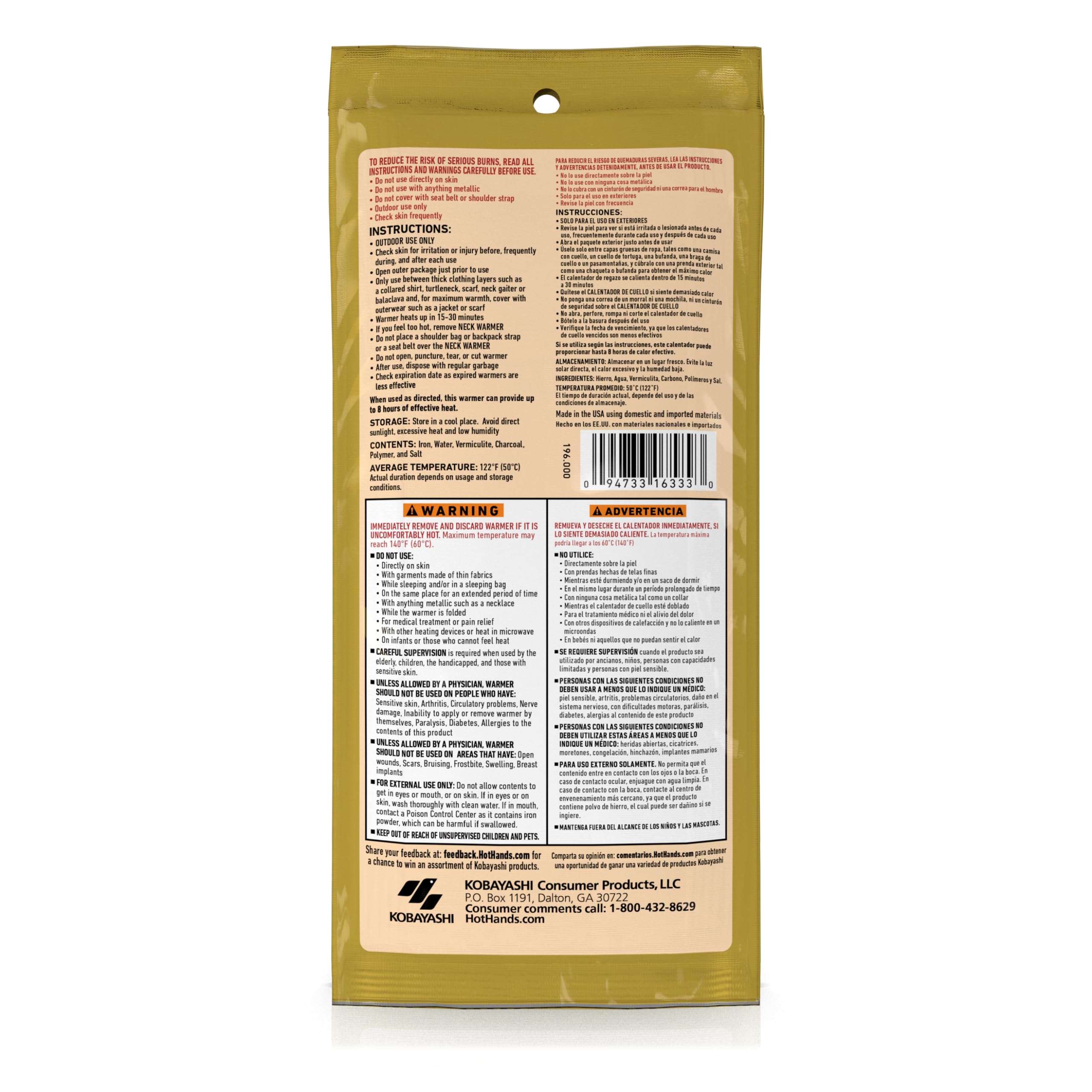 HotHands Neck Warmer - Up to 8 Hours of Warmth - Ready to Use, Portable & Packable