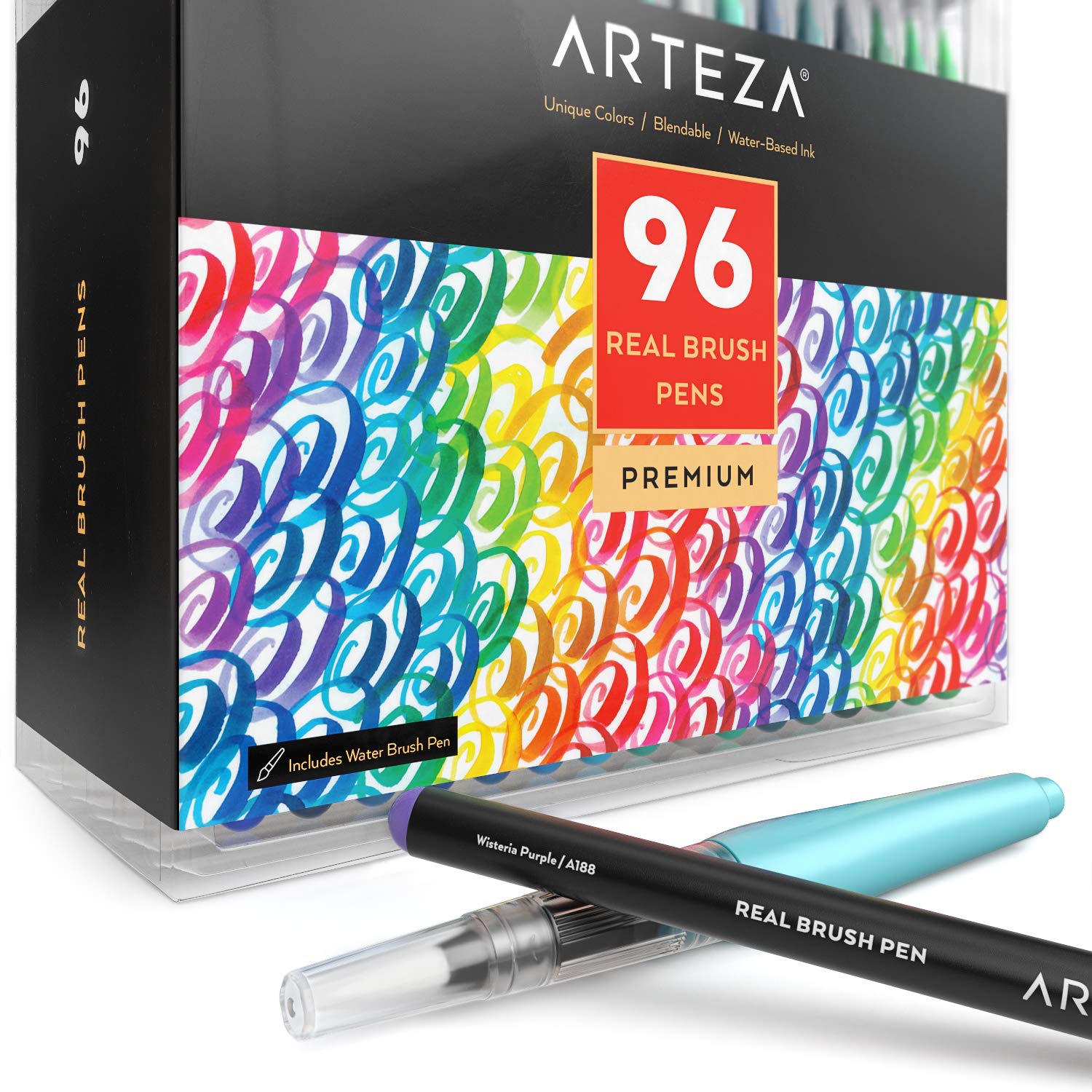 Amazon.co.jp： Arteza Real Brush Pens, 96 Paint Markers with Flexible