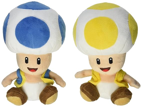 Little Buddy Mario Plush Doll Set of 2 - Blue Toad & Yellow Toad