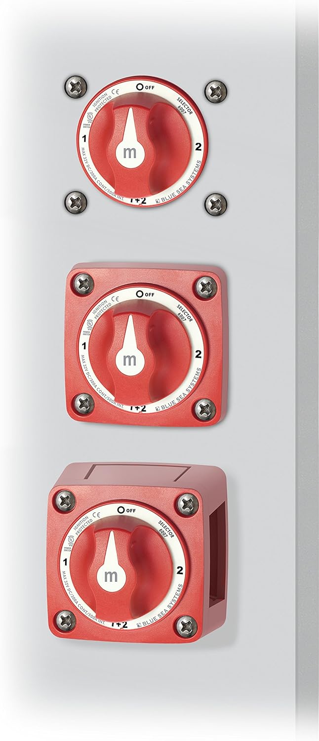 Blue Sea Systems m-Series Mini Selector Battery Switch - Red : Boating Battery Switches : Sports & Outdoors