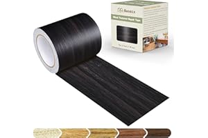 Besezx Wood Grain Tape, 2.4" X15', Self Adhesive Wood Grain Repair Patch for Tables, Chairs, DIY,Baseboards, Doors, Windows, Floors and Furniture Renovation.（Black Brown）