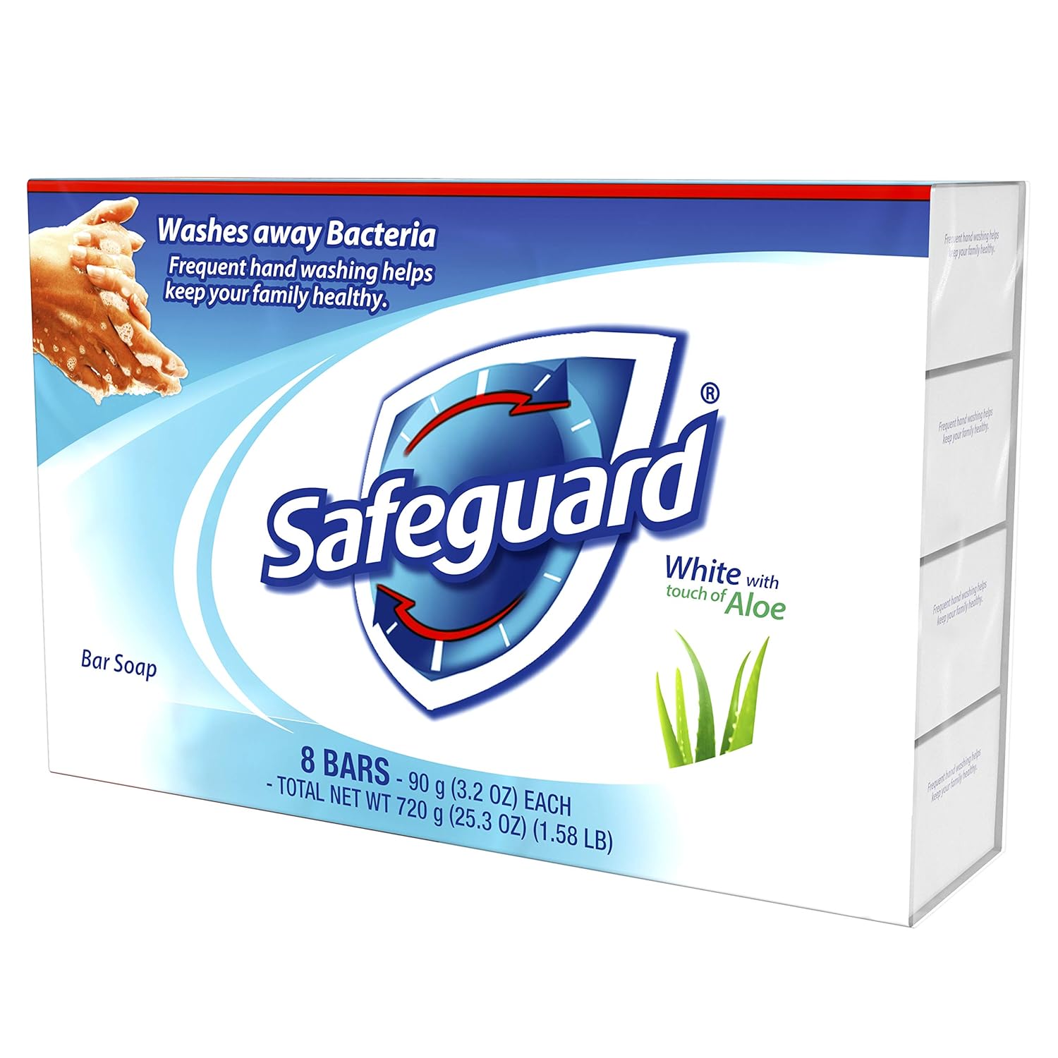 Safeguard Deodorant Bar Soap, Washes Away Bacteria, White with Touch of Aloe, 8 Bars, (Pack of 6, total of 48 Bars) : Beauty
