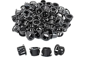 EASYEAH 1/2"(13mm) Black Snap-in Knockout Insulating Bushing Grommets, Plastic Cable Hole Grommets for Wiring, Round Nylon Snap in Locking Electrical Wire Cord Hose & Tubing Bushings Grommets, 50pcs