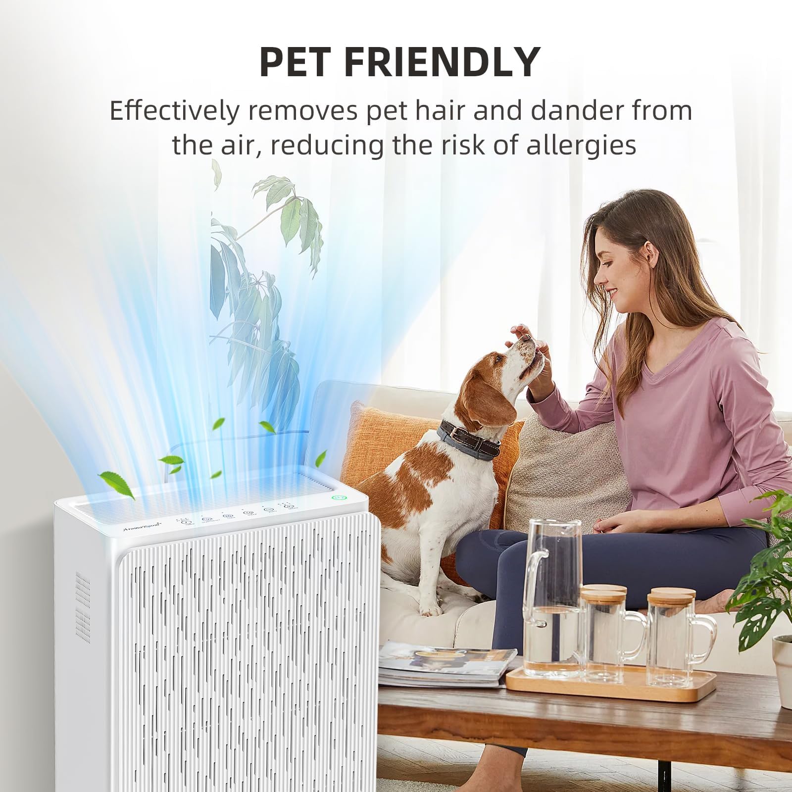 AromaRoom HEPA14 Air Purifier for Large Rooms up to 2100 Sq Ft, Smart PM 2.5 Sensor & Auto Mode, 99.99% Removal of Dust, Pollen, Pet Dander, Ultra-Quiet 22dB for Bedroom, Office - White