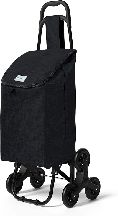 VOUNOT Folding Shopping Trolley 6 Wheels Stair Climbing Oxford Black