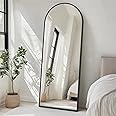 Sweetcrispy 71"x26" Arched Full Length Mirror - Standing or Leaning Full Body Mirror with Aluminum Alloy Thin Frame, Suitable for Bedroom or Cloakroom,Black