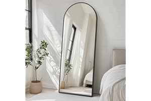 Sweetcrispy 71"x26" Arched Full Length Mirror, Standing or Leaning Full Body Mirror with Aluminum Alloy Thin Frame, Suitable 