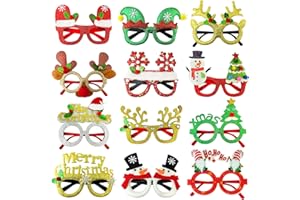 LEETOUS Christmas Party Favors Supplies 12 Pack, Universal Size Holiday Glasses Accessories, Xmas Party Prizes Photo Booth Props Decorations for Outfit, Christmas Goodie Bag Stocking Stuffers Gifts Giveaways