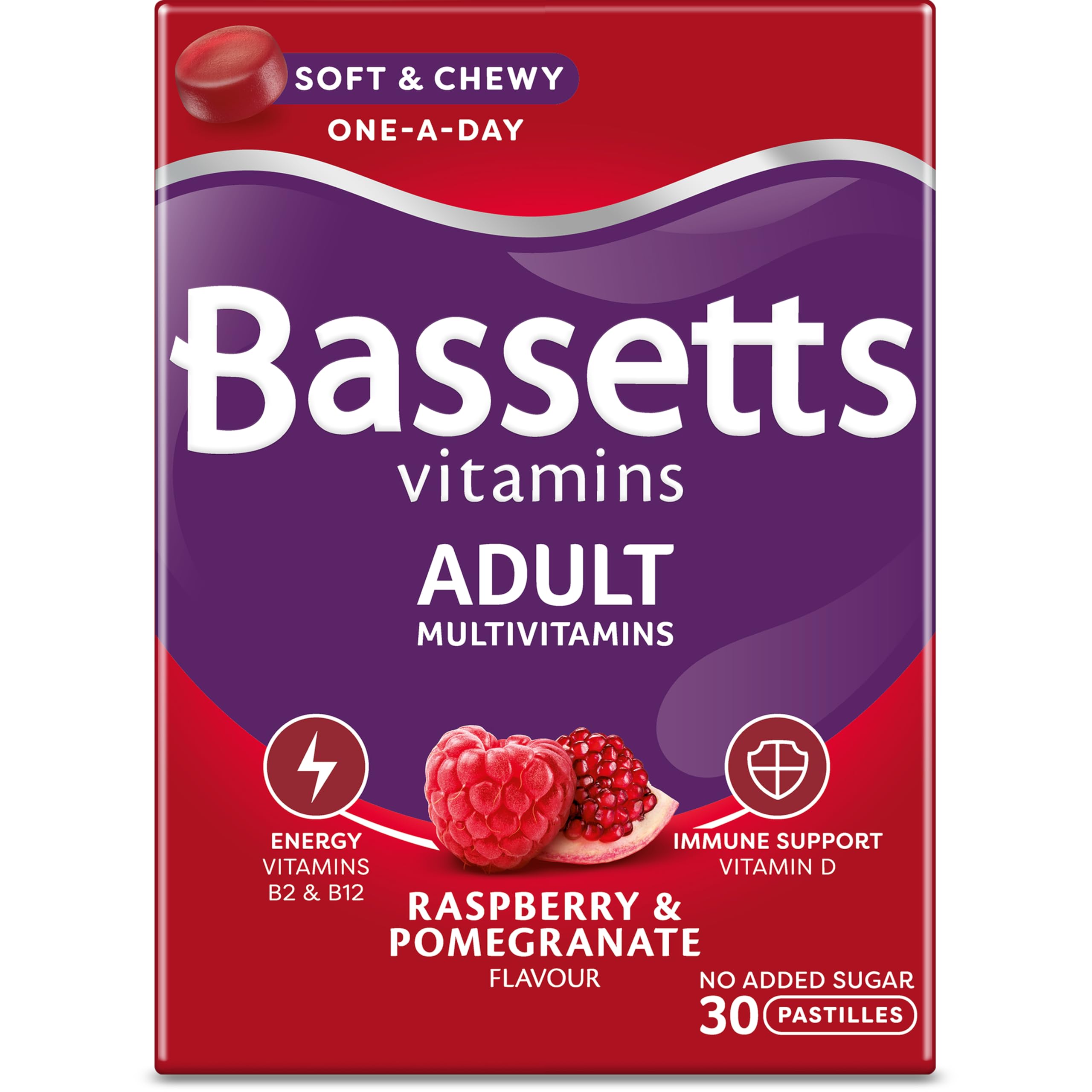 Bassetts Vitamins Adult Raspberry & Pomegranate Flavour Multivitamins 30 Gummy Pastilles