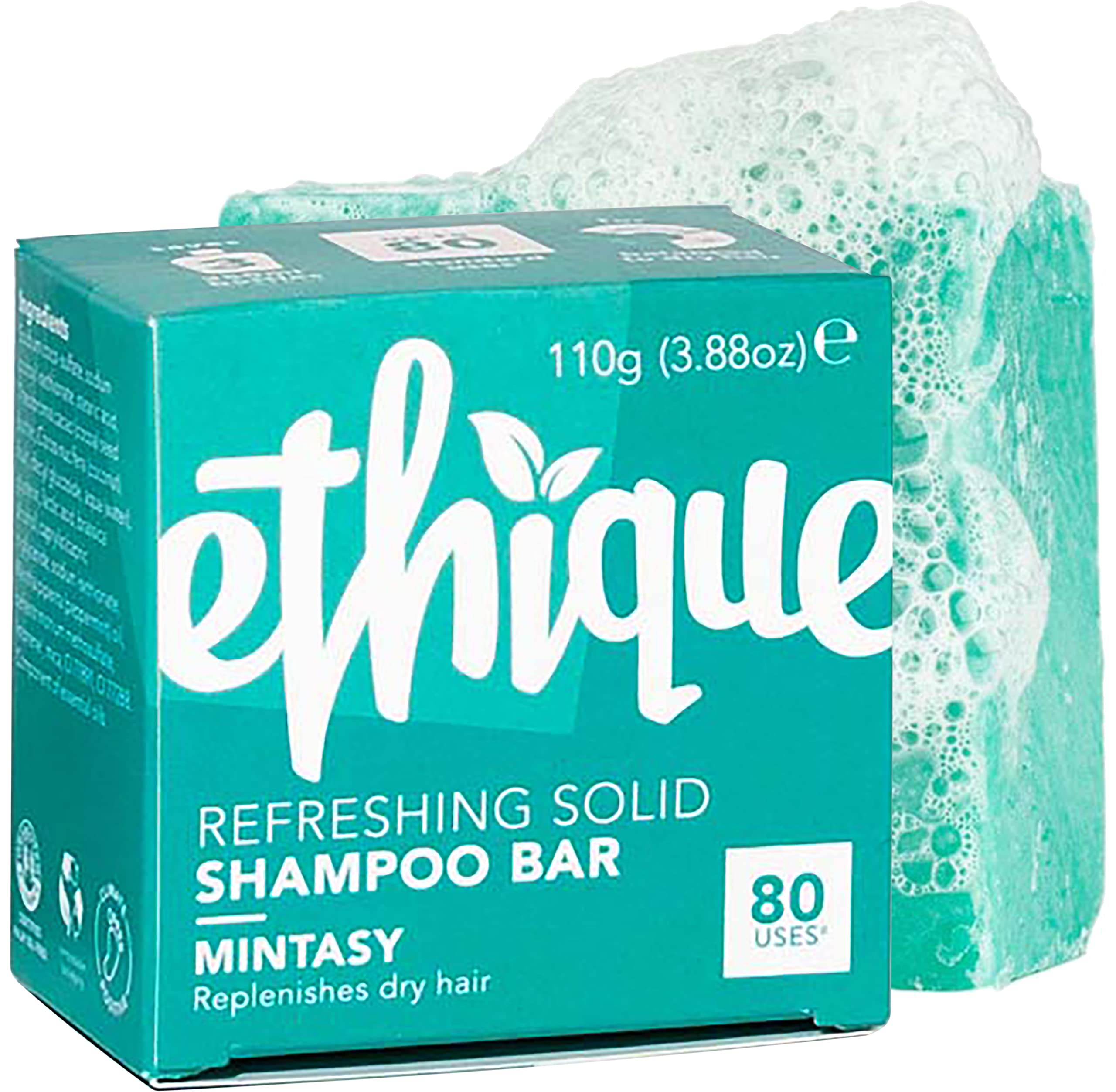 Ethique Mintasy Refreshing Solid Shampoo Bar for Balanced to Dry & Damaged Hair (80 Washes) Vegan, Eco-Friendly, Plastic-Free, Cruelty-Free