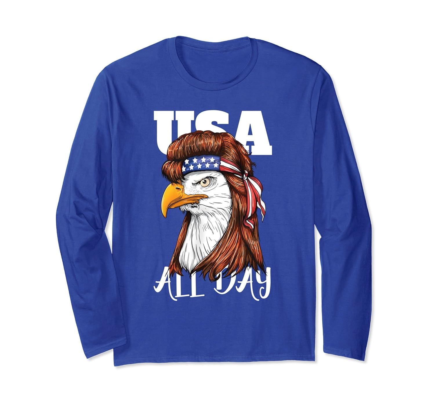 Eagle Mullet Long Sleeve Shirt - USA All Day Patriotic Gift-anz