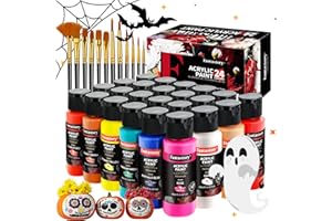 Fantastory Acrylic Paint Set, 24 Classic Colors(2oz), Professional Craft Paint Kit,Canvas/Rock/Stone/Ceramic/Model/Wood Paint