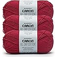Caron All Day Cotton - 3 Pack of 173 Yards/3.52 oz Red Lip 100% Mercerized Cotton Yarn