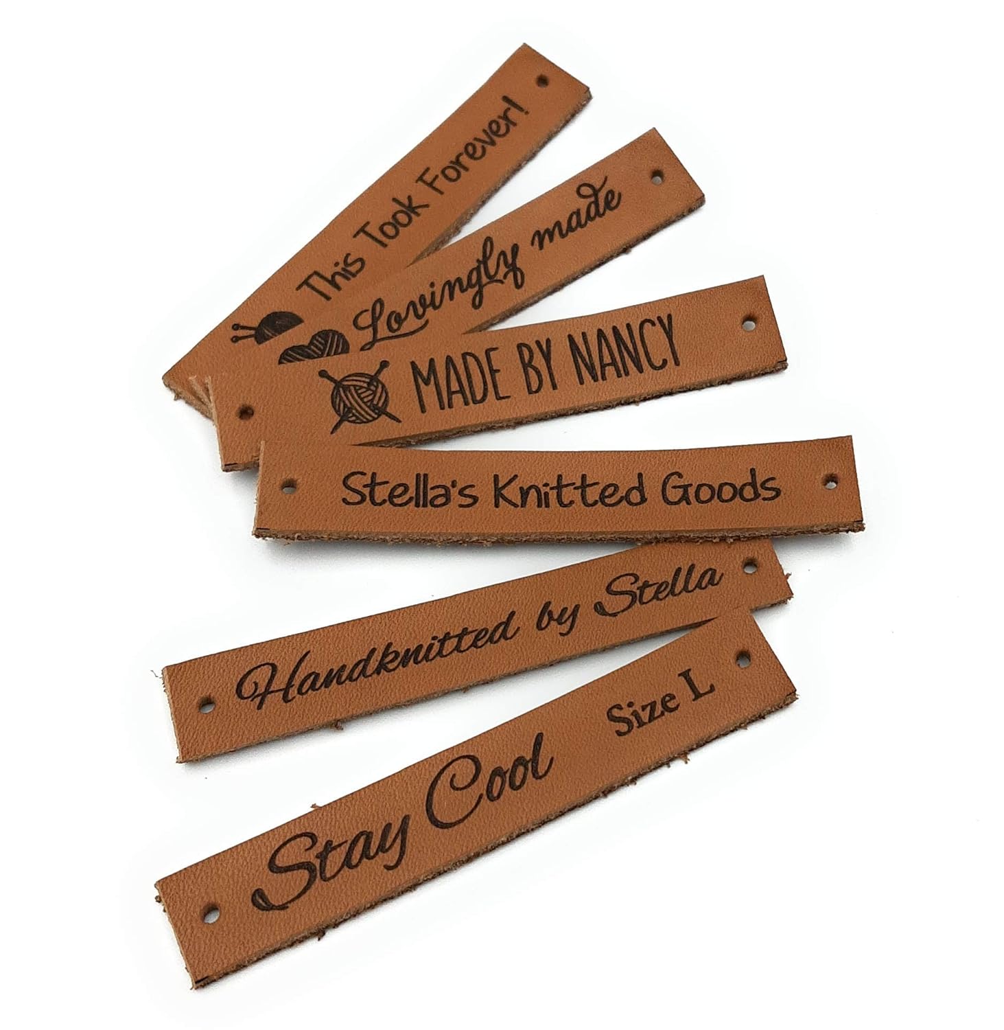 Amazon.com: Handmade by leather labels, personalized clothing labels, real leather logo labels ...
