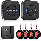 CallToU Caregiver Call Button Wireless Call Bell Alert Button for Seniors/Patients Call Light System for Elderly Home 2 Plugin Receiver 4 Waterproof Transmitter