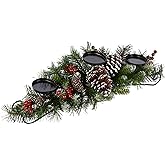 National Tree Company 30 in Unlit Frosted Berry Artificial Christmas Centerpiece, Christmas Decoration for 3 Pillar Style Can