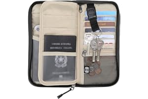 ZOPPEN Passport Holder Family RFID Passport Wallet, Passport Holder Women/Men, Travel Wallet Documents Organizer Zipper Case with Removable Wristlet Strap, Travel Essentials for Flying