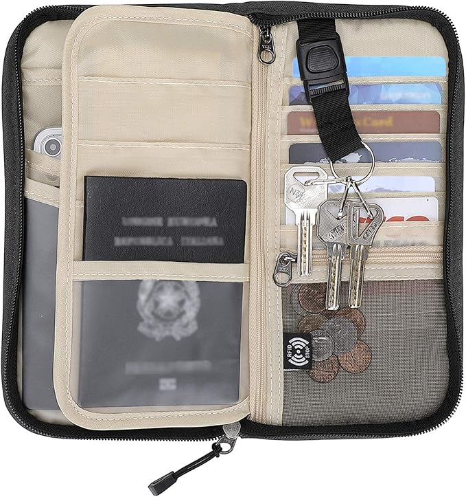 Zoppen Rfid Passport Holder Travel Wallet Family Documents Organizer