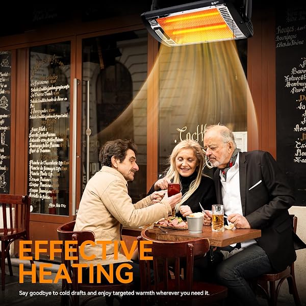 BEYOND HEAT ELECTRIC GARAGE HEATER 120V, 750/1500W CEILING MOUNT SPACE HEATER FOR GARAGE, SHOP, PATIO WITH 90° ADJUSTABLE TILT, DUAL QUARTZ RADIANT, SAFETY METAL GRILLE AND OVERHEAT PROTECTION, 1-PACK