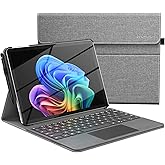 MoKo Case for Microsoft Surface Pro 12 Inch 1st Edition 2025, Lightweight Protective Business Cover with Multi-Angle Stand & Stylus Holder, Compatible with Type Cover Keyboard, Gray