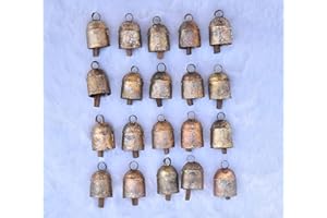 Vivanta 20 Pcs Small Metal Craft Bells 1.5 Inch– Rustic Gold Cow Bells for Crafts, Jingle Bells for crafting, Vintage Christmas Tree Ornaments, Witch Bells, Indian Boho Decor, Garland, Iron Wind Chime