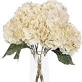 Louiesya 2 Bouquets Artificial Flowers Silk Hydrangea Flowers with 10 Big Heads Fake Flower Bunch Bouquet for Home Wedding Party Decor DIY (Champagne)