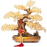 GEMBOURY Natural Citrine Gemstone Crystal Bonsai Tree of Life Large Feng Shui Money Chakra Tree for Luck and Wealth Desk Decoration(1,251 Gem Count)