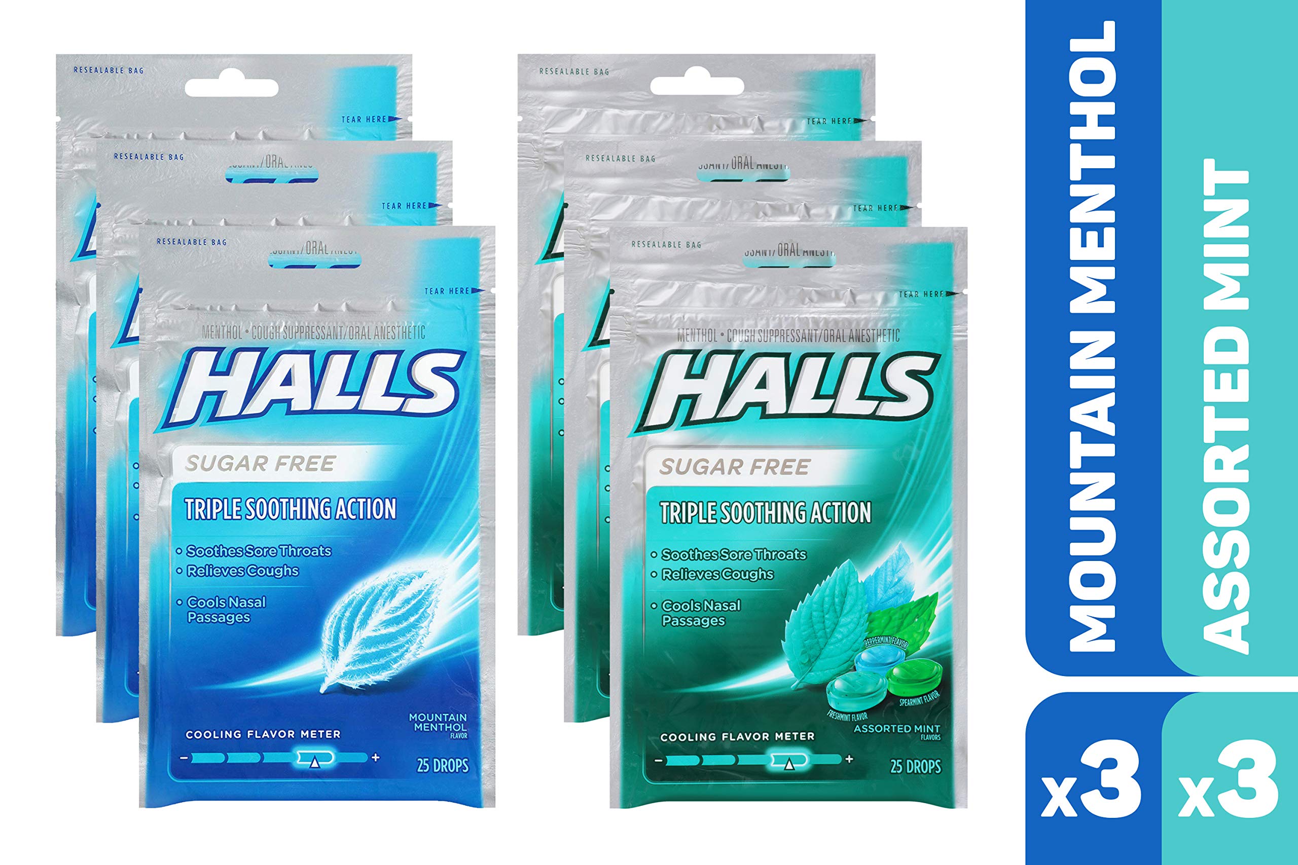 Halls Sugar Free Cough Drops Variety Pack Honey Lemon