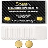 MagnetRX&reg; Magnetic Spot Kit &ndash; Ultra Strength Body Magnets 14,200 Gauss &ndash; Effective Large Magnets for Body, Back, Shoulders, Knee, HIPS, and Neck (2 Magnets + 20 Adhesives)
