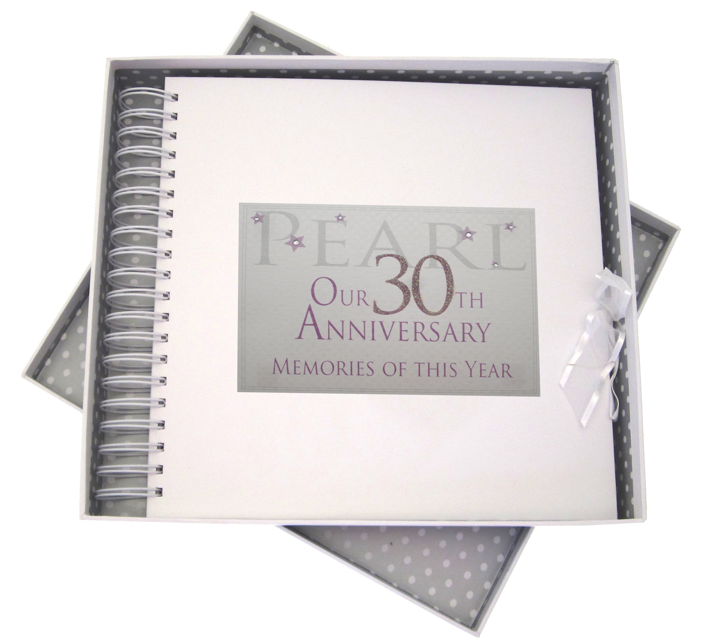 White Cotton Cards 30th Pearl Anniversary Year, Card & Memory Book, Glitter & Words, Wood, 27x30x4 cm