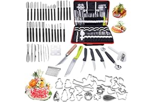 80-Piece Stainless Steel Fruit Carving Tools Set - Professional Watermelon Carving Knife Kit with Ergonomic Handles & Portabl