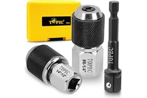 TOPEC 3-Piece Tap Socket Set, 3/8" Drive Tap Holder Socket with Adjustable Jaws, Compatible with Reamers, Screw Extractors (#6-1/2")