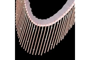 SUYUN WELL 1 Yard Rhinestone Fringer Trim Diamond Ribbon Crystal Tassel Sparkle Jewel Chain for Cloth Sewing Crafts DIY Decoration (Champagne)