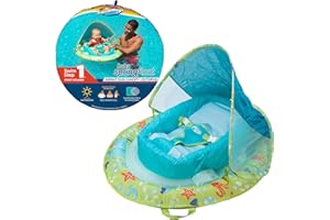 SwimWays Baby Spring Float with Adjustable Canopy and UPF Sun Protection, Green Octopus