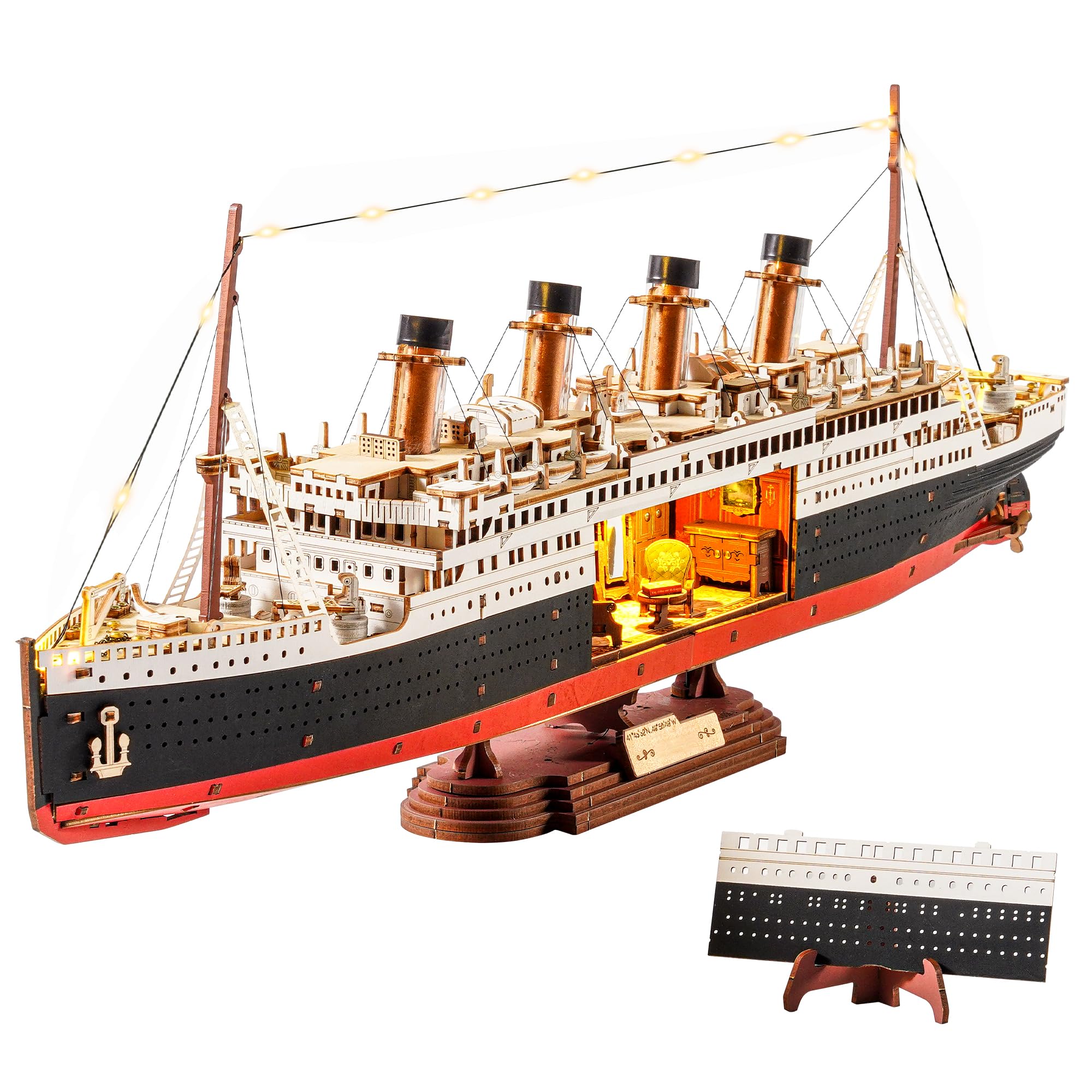 ROBOTIME 3D Wooden Puzzle 1912 Eternal Atlantic Voyager, Model Kits for Adults to Build, Home Decoration Craft Gifts for Adults and Teens