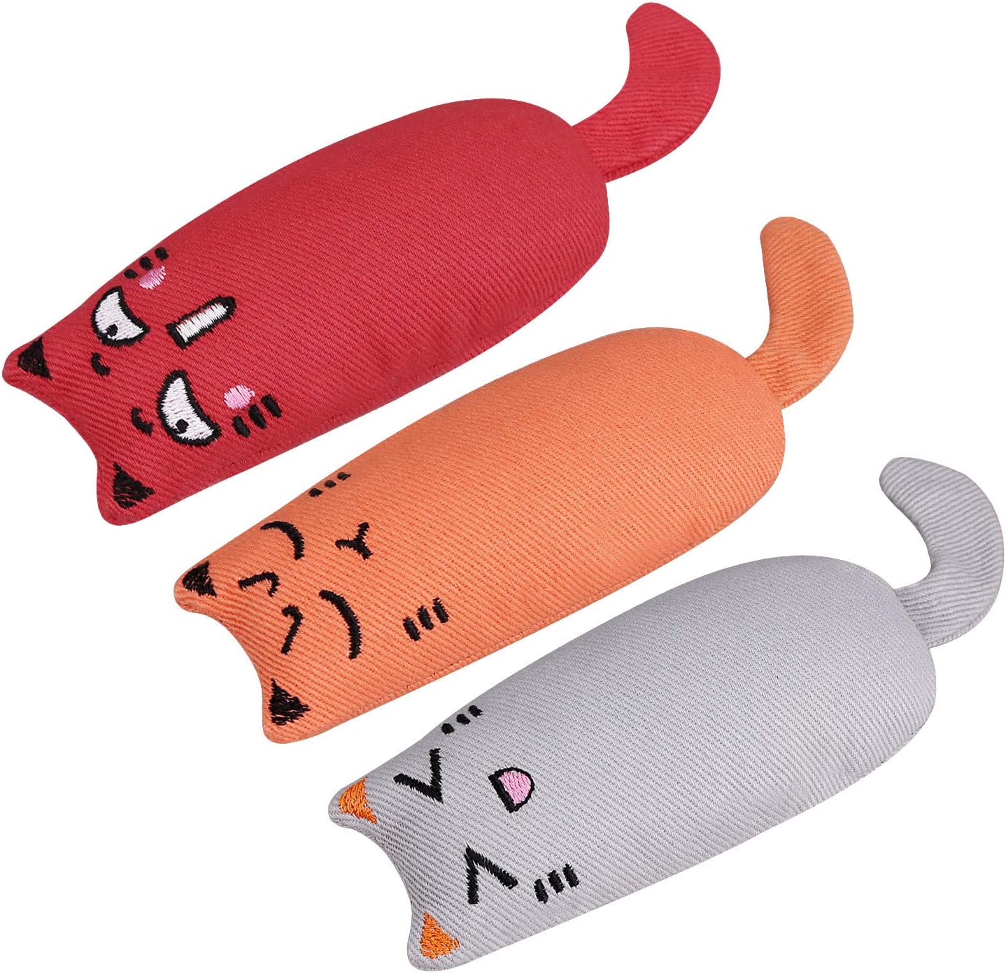3 Pack Cat Catnip Toys for Indoor Cats Playing Chewing Teeth Cleaning Toys - Creative Pillow Scratch Pet Cat nip Kitty Toys