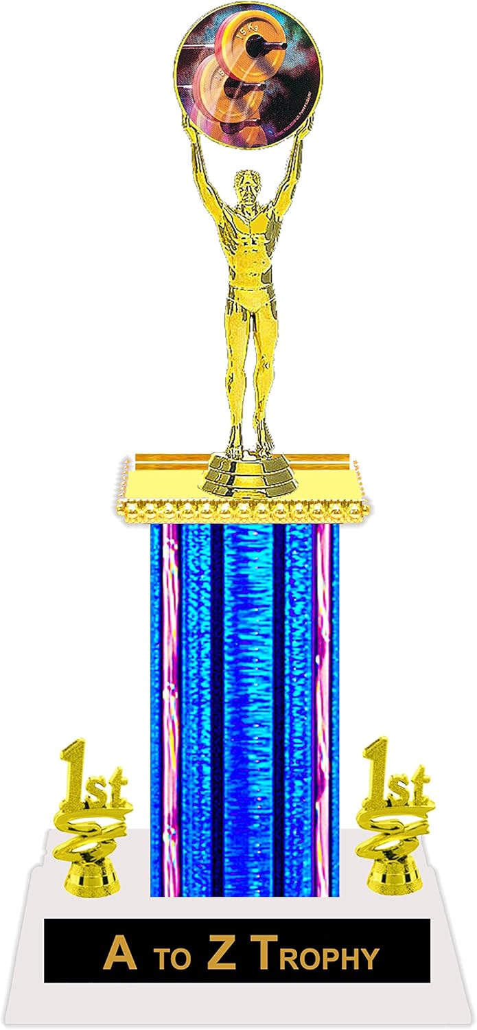Amazon Com Trophies Weightlifting Trophy 13 1 4 Victory Weightlifter Awards Bench Press Free Engraving Color Choice Sports Outdoors