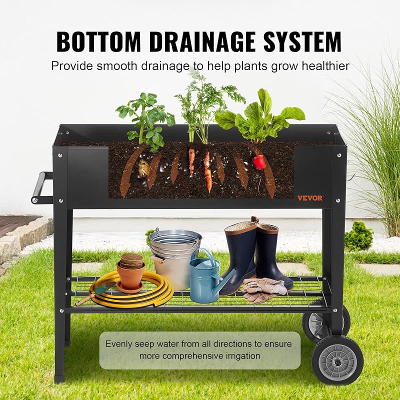 Jardinière 108x49,5x80 cm Lit de Jardin Surélevé en Métal Galvanisé Bac de Plantation avec Pieds pour Cultiver des Fleurs Végétaux Herbes Plantes Grasses dans Jardin Terrasse Patio Balcon Argent