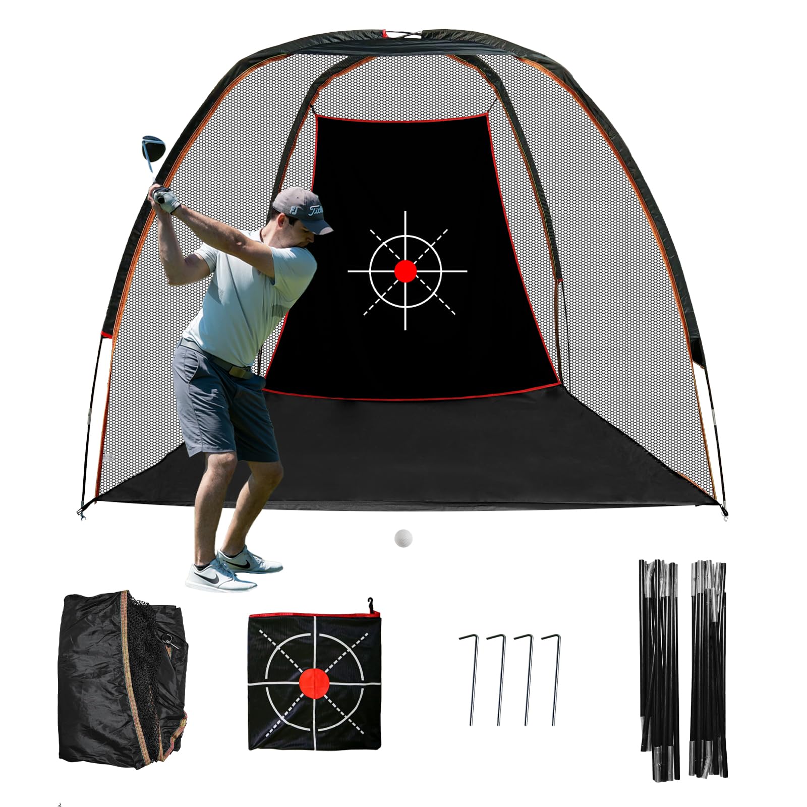 Kapler Golf Practice Net Hitting Driving: 8x7ft Noise-Reducing Target for Garden Indoor Chipping with High-Impact Training Netting for Adults Beginners