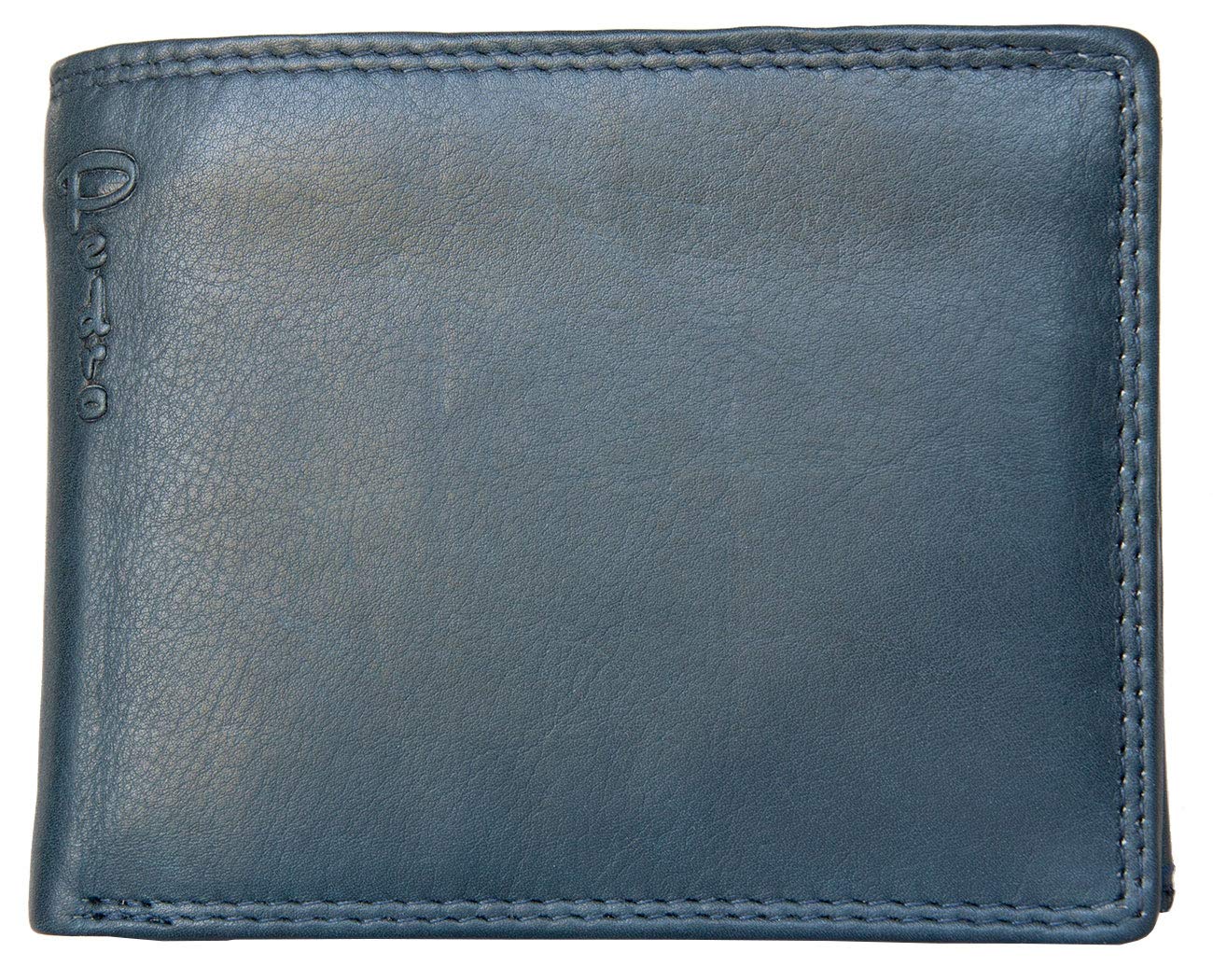 Men's Horizontal Soft Grey-Blue Genuine Leather Wallet Pedro Without Any Fabric Lining