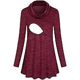 Joymom Maternity Warm Cowl Neck Nursing Sweatshirt Breastfeeding Tunic Tops