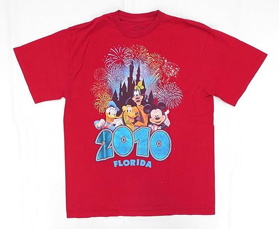 Amazon Co Jp Disney Florida 10 ミッキーマウス Mickey Mouse ドナルド ダック Donald Duck グーフィー Goofy プルート Pluto 古着ｔシャツ 赤 Xlサイズ ディズニー ホビー