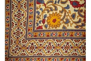 India Arts Sunflower Print Tapestry Cotton Bedspread 108" x 88" Full-Queen Yellow