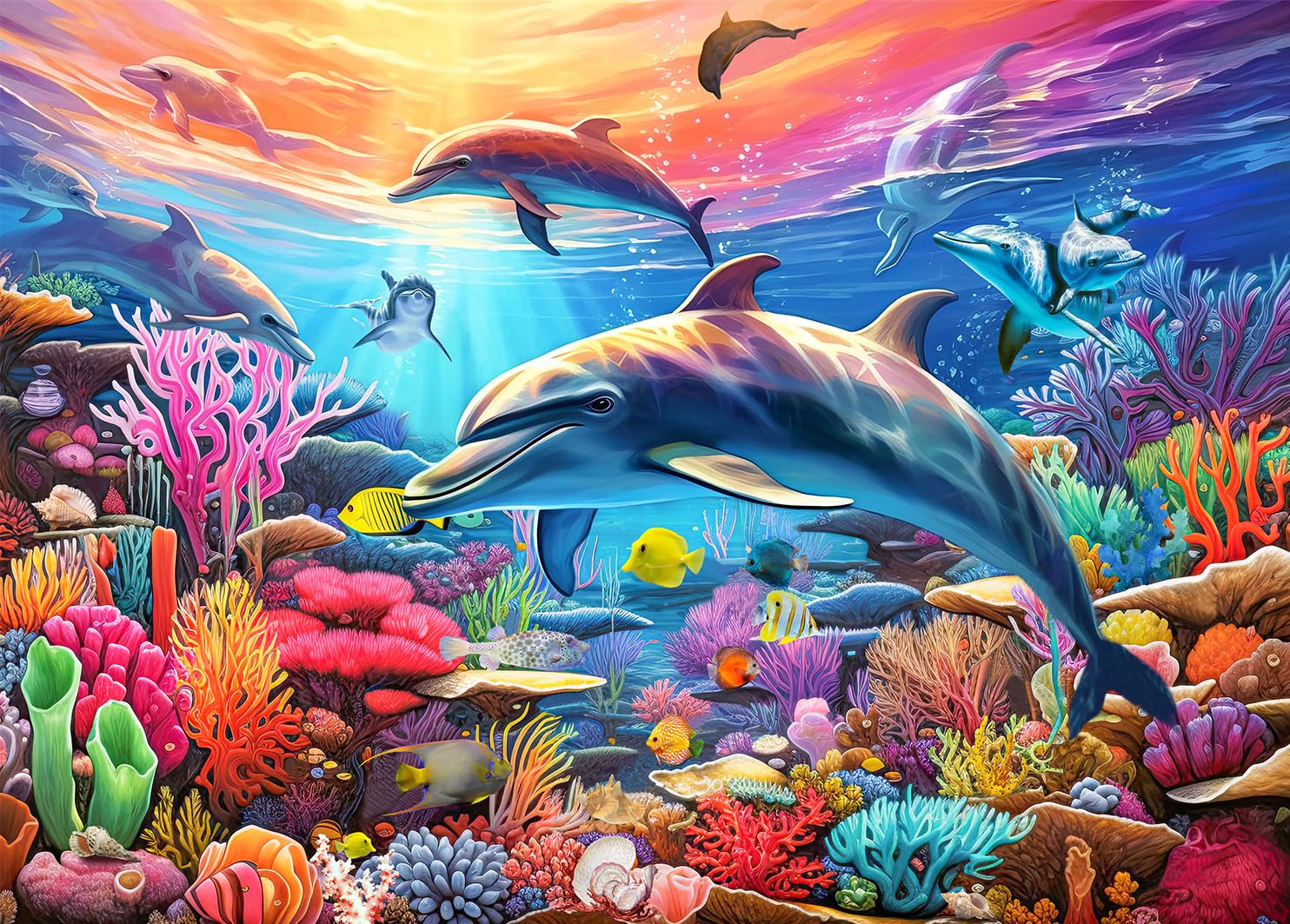Puzzles 500 Pieces for Adults Jigsaw Puzzles for adults 500 Piece Puzzle Educational Games -Mesmerizing Dolphins Puzzle — image 1
